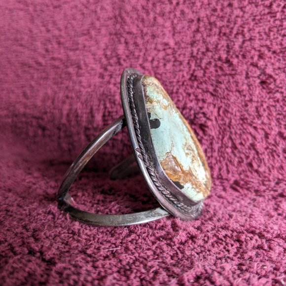 Vintage 1960's Navajo Silver Turquoise Cuff Bracelet - Picture 3 of 8